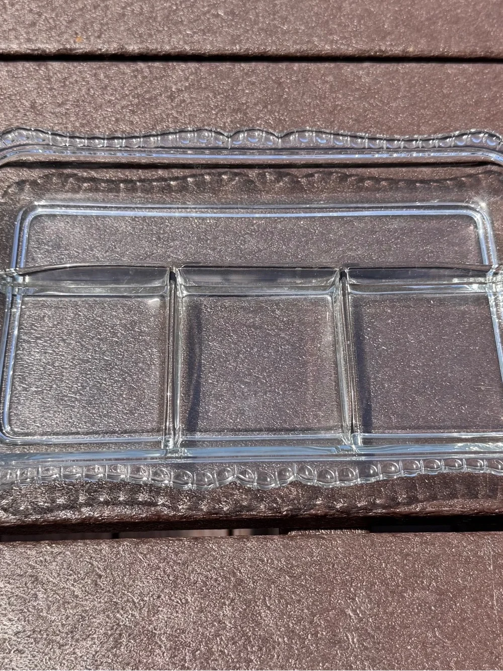 Vintage Glass Divided Serving Tray - Rectangular